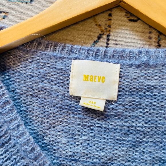 Anthropologie Maeve Arabesque Blue Tulle Layered Mohair Sweater Midi Dress XSP - Picture 7 of 10